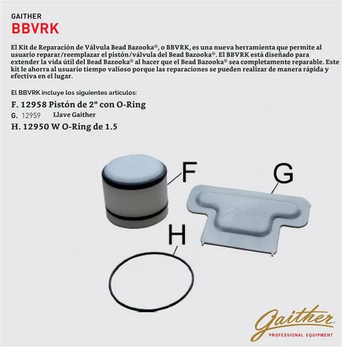 Vista 8 de Gaither Bazooka Manual de Talón - 2ª Generación, Herramienta de Asentamiento de Talón con Liberación Rápida de Aire, para Vehículos de Pasajeros