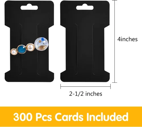 Vista 2 de 300 tarjetas de exhibición de pinzas para el cabello, pasadores para el cabello, soporte de exhibición de joyas, cartón de papel rectangular