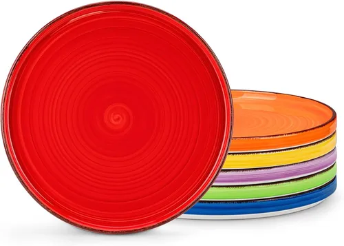 Vista 9 de vancasso Bonita platos de ensalada de 8.5 pulgadas, juego de pequeños platos de cena de cerámica, juego de 6 platos de postre, aptos para Azul