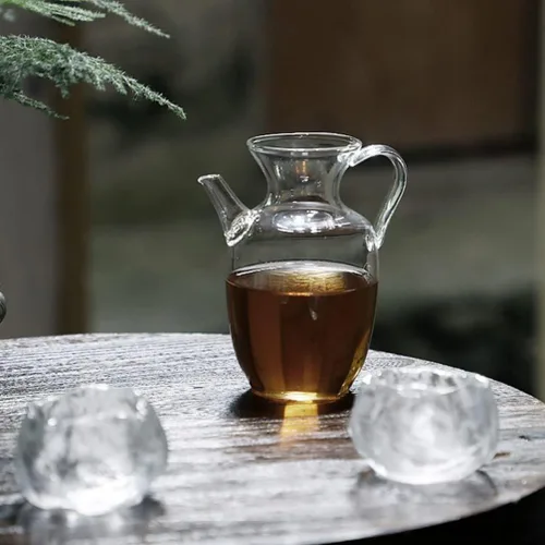 Vista 5 de Hemoton - Tetera de vidrio para uso doméstico Pequeña tetera de Kung Fu cómoda - Mango escaldado para elaborar cerveza y té de hierbas