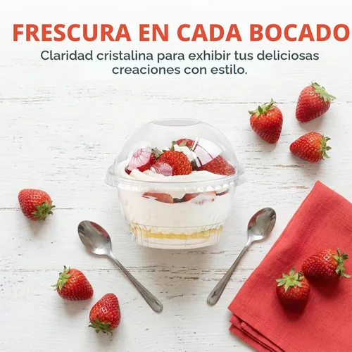 Vista 6 de Lyellfe Paquete de 100 tazas de postre con tapas de cúpula, vasos