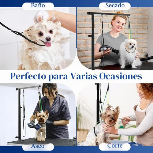 Vista 7 de Pawaboo Brazo de mesa de aseo para perros con abrazadera, soporte ajustable de aseo para perros de 35 pulgadas y dos soportes libres sin sentarse
