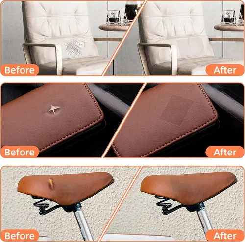 Vista 4 de DXBULL Parche de reparación de cuero grande de 17.3 x 78.7 pulgadas, cinta de reparación autoadhesiva para muebles, sofás, asientos de automóvil