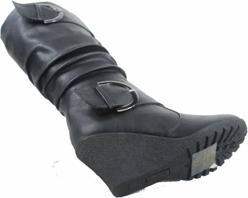 Vista 3 de TOP Moda Pure-65 - Zapatos de bota de media pantorrilla con hebilla y punta redonda para mujer