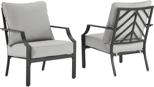 Vista 16 de Crosley Furniture Otto - Juego de muebles de patio de 4 piezas Chevron para exteriores, juegos de conversación para porche, negro mate con cojines