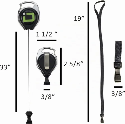 Vista 5 de Combo de soporte de identificación seguro Duolite y cordón con carrete de insignia IDSH (negro/negro con carrete)