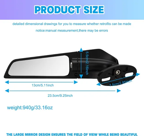 Vista 3 de Espejos retrovisores para motocicleta, retrovisores laterales giratorios ajustables para Kawasaki Ninja 400 NINJA 650 ZX6R, Honda Yamaha Suzuki