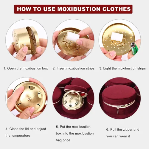 Vista 3 de NICHOY Caja de moxibustión portátil para el hogar, bolso de moxibustión sin humo de algodón respetuoso con la piel, caja de cobre de quemador