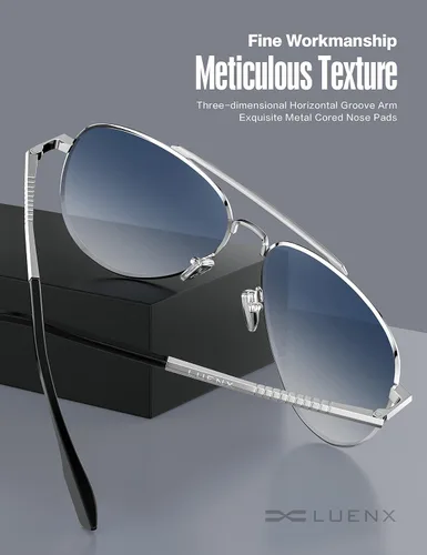 Vista 3 de LUENX, Aviator - Gafas de sol polarizadas, para hombres y mujeres, protección UV 400, con funda 60MM