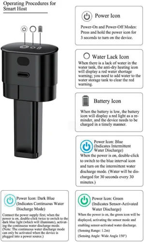 Vista 3 de Anfitrión inteligente para fuente de agua para gatos sin bomba, acero inoxidable, reemplazo ultra silencioso, bajo voltaje DC 5V