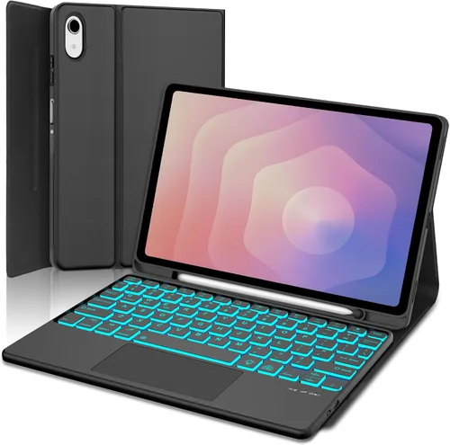Vista 20 de Funda de teclado para Samsung Galaxy Tab S7 FE (5G)/S8 Plus/S7 Plus de 12.4 pulgadas Teclado Bluetooth magnético desmontable Funda protectora