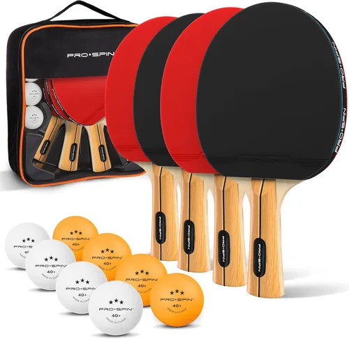 Vista 9 de PRO-SPIN Palas de Ping Pong - Set de alto rendimiento con raquetas de tenis de mesa premium, pelotas de ping pong de 3 estrellas, estuche