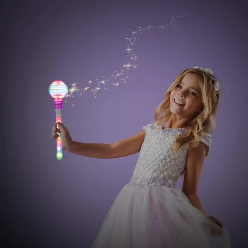 Vista 5 de ArtCreativity Varita de luz para niños, varita de juguete giratoria LED de 14 pulgadas con baterías incluidas, divertido juguete de varita iluminada