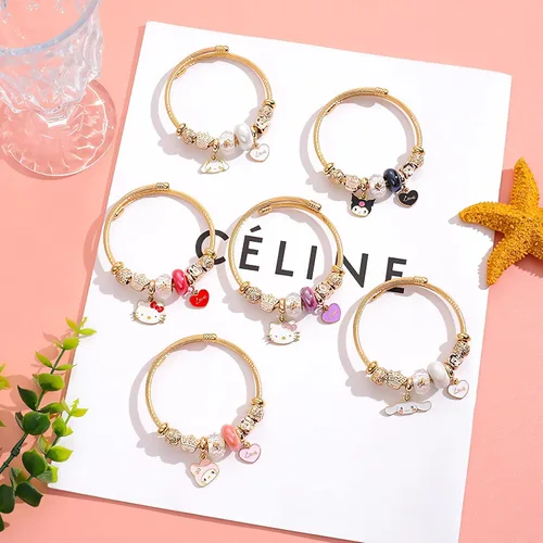 Vista 5 de Sicpfuj Bonitas pulseras para mujeres y niñas, pulsera ajustable de acero inoxidable de dibujos animados, gran regalo de joyería para esposa, novia