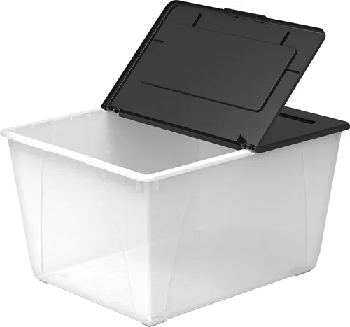 Vista 2 de Storex Bolsa de almacenamiento de 16 galones (60 L) con tapa plegable, 22.7 x 18.25 x 12.86 pulgadas, escarcha/negro, paquete de 4 (00900A04C)