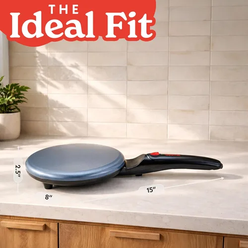 Vista 9 de Gourmia Máquina de crepas de 8 pulgadas – Plancha eléctrica de cerámica antiadherente para crepes, tortillas y tortillas francesas, inmersión