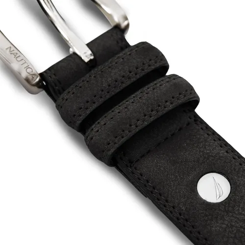 Vista 3 de Nautica Cinturón de cuero para hombre con hebilla de metal