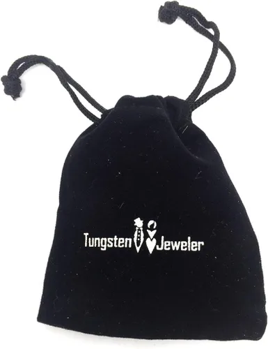 Vista 4 de Swinger - Juego de anillos negros para hombre y mujer, 0.236in 0.315in, centro cepillado negro con borde pulido de carburo de tungsteno