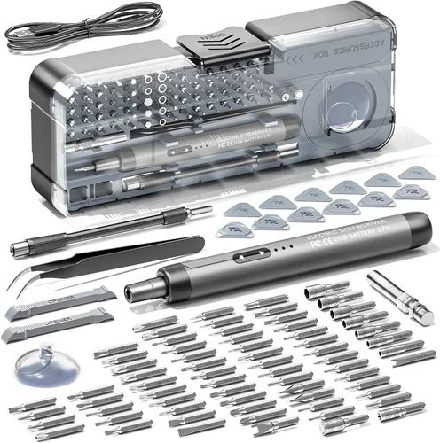 Vista 10 de ANVANNA Juego de mini destornilladores eléctricos 88-en-1: UnaMela - Destornillador eléctrico pequeño inalámbrico - 88 puntas de precisión, luz LED