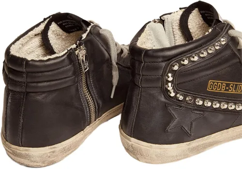 Vista 5 de Golden Goose Slide Classic Leather Upper Studs Womens Distressed Sneakers