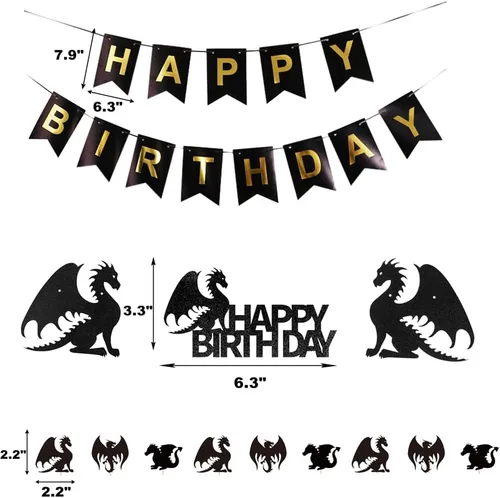 Vista 2 de Decoraciones de fiesta de cumpleaños de dragón, temática de mazmorras y dragones, suministros de fiesta de fantasía, incluyendo decoración y adornos
