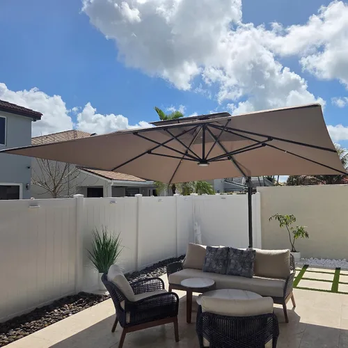 Vista 27 de PURPLE LEAF Sombrilla de Patio Voladiza de 10' x 13' para Exteriores con Base de 330 libras, Sombrilla Rectangular Grande Resistente al Viento
