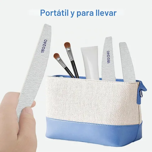 Vista 5 de Limas de uñas (paquete de 12), lima de uñas de madera de grano 180/240, lima de uñas de doble cara de madera Emory para uñas naturales, profesional