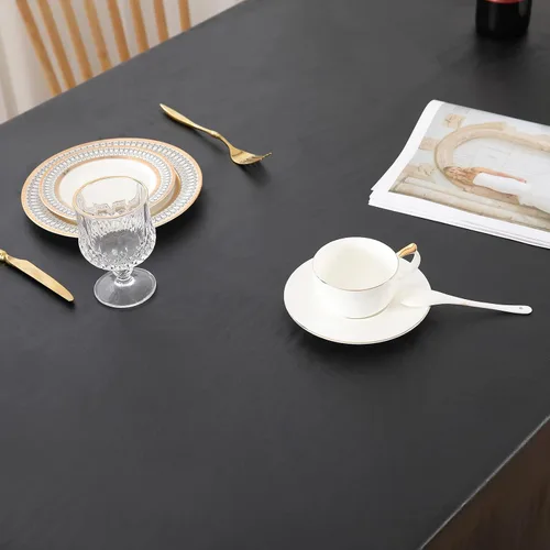 Vista 7 de misaya Mantel rectangular de vinilo impermeable, mantel con parte trasera de franela, mantel de plástico lavable para cena, cocina, al aire libre