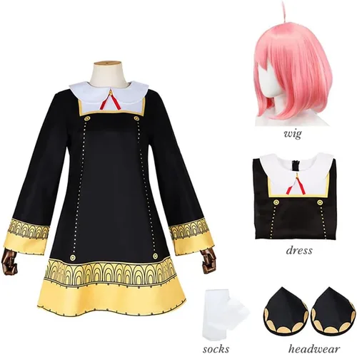 Vista 7 de Spy Family Anya Forger - Vestidos de cosplay de anime para mujer, disfraz de uniforme para mujer, conjunto completo