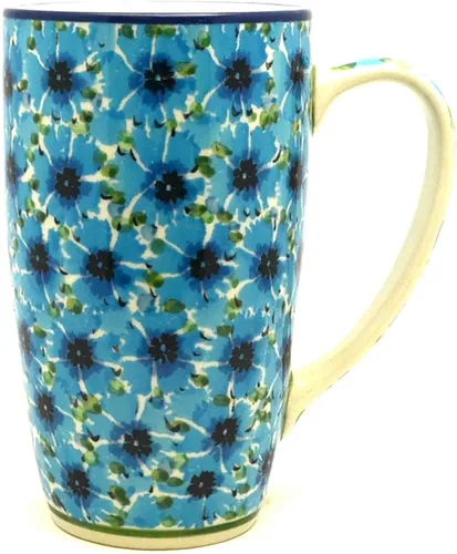 Vista 7 de Polish Pottery Mug - 12 oz. Cafe - Peacock