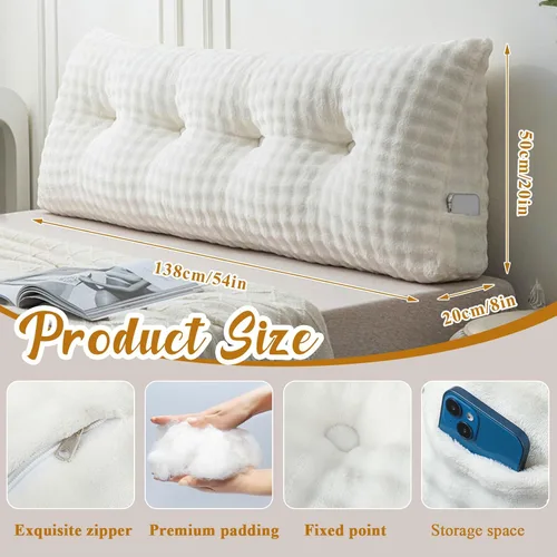 Vista 2 de Wenqik Almohada triangular para cabecero de sofá cama, respaldo de lectura, almohada de cuña con funda extraíble, soporte de espalda para Beige