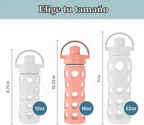 Vista 6 de Lifefactory Botella de agua de vidrio de 16oz con tapa activa, melón Cantaloupe