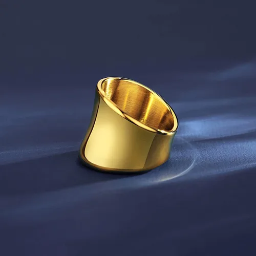 Vista 5 de Anillos chapados en oro de 14 quilates, anillos modernos de oro de banda ancha, anillos gruesos para mujeres y hombres