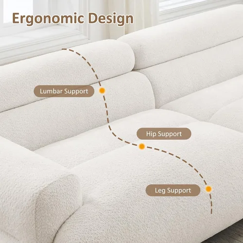 Vista 7 de VANOMi Sofá biplaza Boucle Cloud de 89 pulgadas, cómodo sofá tapizado de asiento profundo, moderno sofá de mediados de siglo para sala de estar