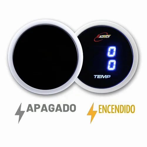 Vista 2 de RACETECH Medidor de temperatura dual eléctrico de 52mm (2-1/16") – Temperatura de agua y aceite/refrigerante – Pantalla LED azul digital