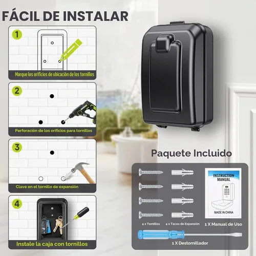 Vista 7 de BKNOOU Caja impermeable del bloqueo de llave, caja dominante del soporte
