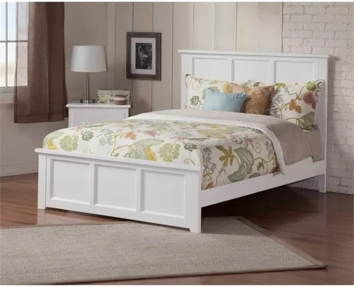 Vista 5 de Cama con plataforma de panel Queen en blanco