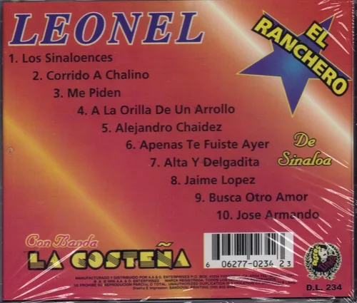 Vista 2 de Leonel El Ranchero De Sinaloa " Con La Banda La Costena" 100 Anos De Musica