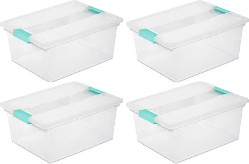 Vista 13 de Sterilite - Juego de 6 cajas con clip, contenedores apilables transparentes de plástico con tapas de cierre, pequeños - Contenedores