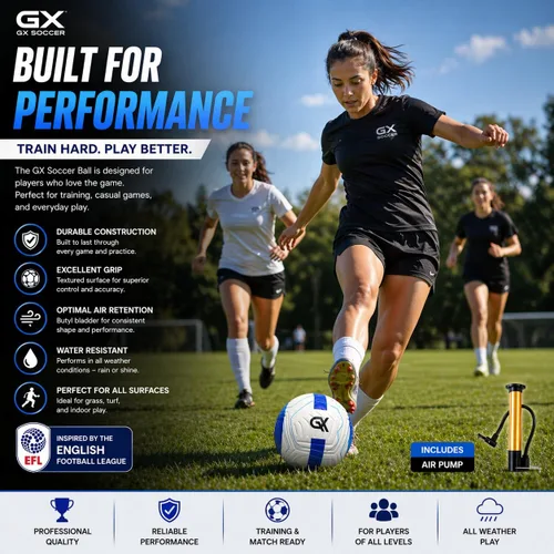 Vista 7 de GX - Balón de fútbol profesional con textura tamaño 5, piel resistente a la intemperie.