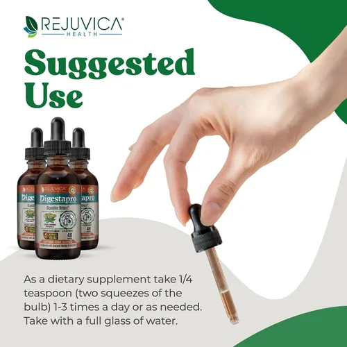 Vista 4 de Rejuvica Health DigestaPro - Suplemento avanzado para amargos digestivos - Entrega líquida para una mejor absorción - Genciana, alcachofa, bardana