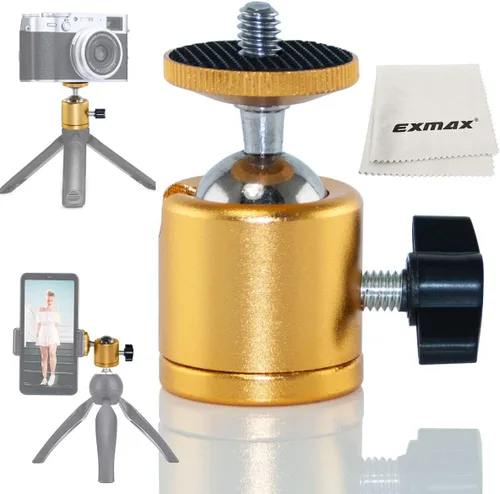 Vista 11 de EXMAX Cuerpo de aleación de aluminio de 360 grados giratorio Mini trípode cabeza de bola con rosca de 1/4 pulgadas montaje base para encendedor