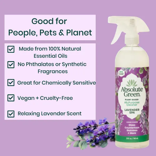 Vista 3 de Absolute Green Spray limpiador multiusos, no tóxico, cocina, baño, encimera, vidrio, inoxidable, seguro para niños y mascotas, aroma natural
