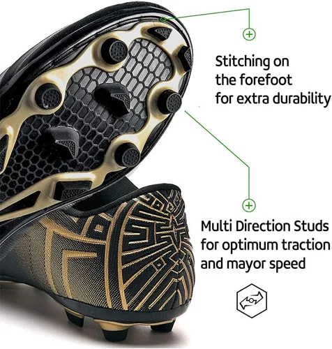 Vista 4 de RUNIC Tacos de fútbol para hombre, zapatos de fútbol, disponibles en césped, interiores y suelas firmes