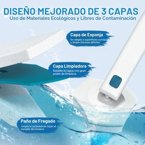 Vista 4 de Recambios de cepillo de inodoro desechables, 32 unidades, almohadillas de repuesto desechables para limpieza de baño y inodoro