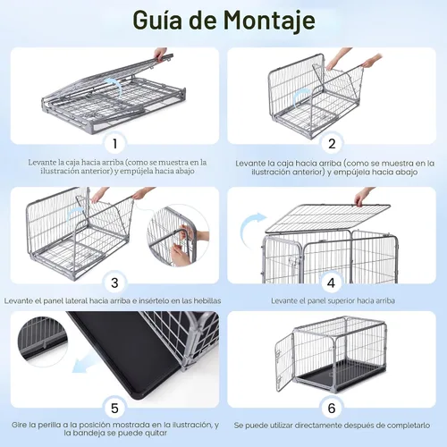 Vista 7 de ZOMISIA Jaula Plegable para Perros Pequeños - Perrera de Metal a Prueba de Escape de 30 Pulgadas con Doble Puerta, Jaula Plegable de Fácil Montaje