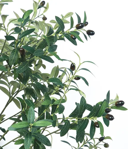 Vista 3 de Árbol de olivo artificial, planta de olivo sintético de 4.9 pies con maceta negra, árbol grande de seda sintética en maceta, planta de olivo
