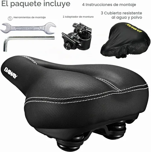 Vista 6 de DAWAY Asiento de bicicleta cómodo para hombres y mujeres - Asiento de bicicleta acolchado con espuma viscoelástica suave, repuesto de sillín