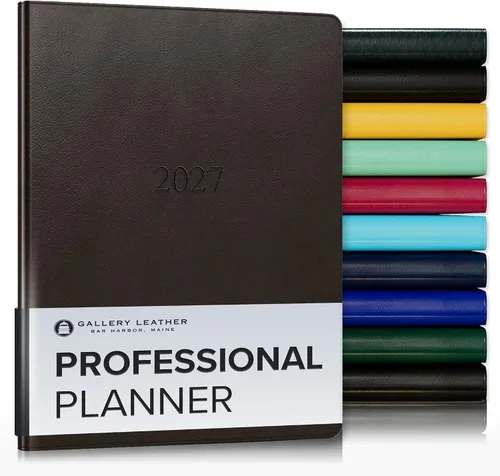 Vista 16 de Gallery Leather Professional Weekly Monthly Planner 2027, Elegantly Bound Calendar Planner and Notebook with Stylish Gold-Gilded Page Edges, 12