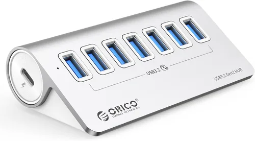 Vista 8 de ORICO Concentrador USB 3.2 Gen2 de 4 puertos, concentrador USB 3.2 de escritorio con 2 USB-A, 2 USB-C, puerto de fuente de alimentación de 5 V 3 A